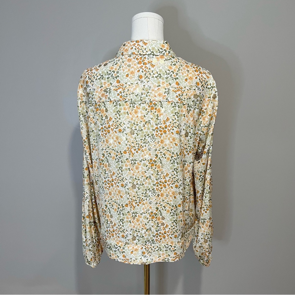 LC Lauren Conrad Floral Button Down Tie Waist Blouse Size M - Picture 5 of 11